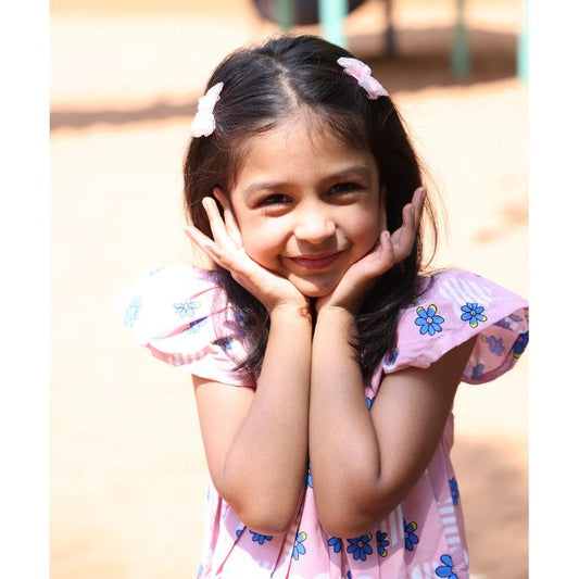 A-Line Pink Cotton Frock