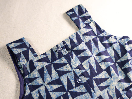 Indigo Print Shoulder Strip Frock