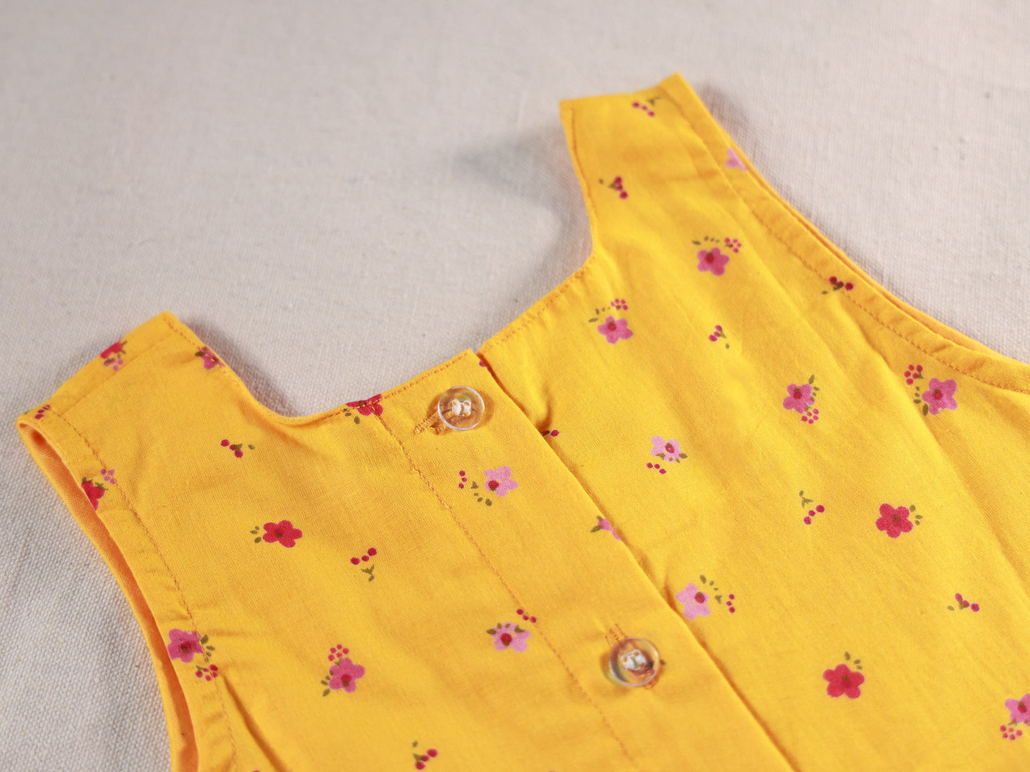 Mango Yellow Overlap Pattern with Cotton Lining Frock