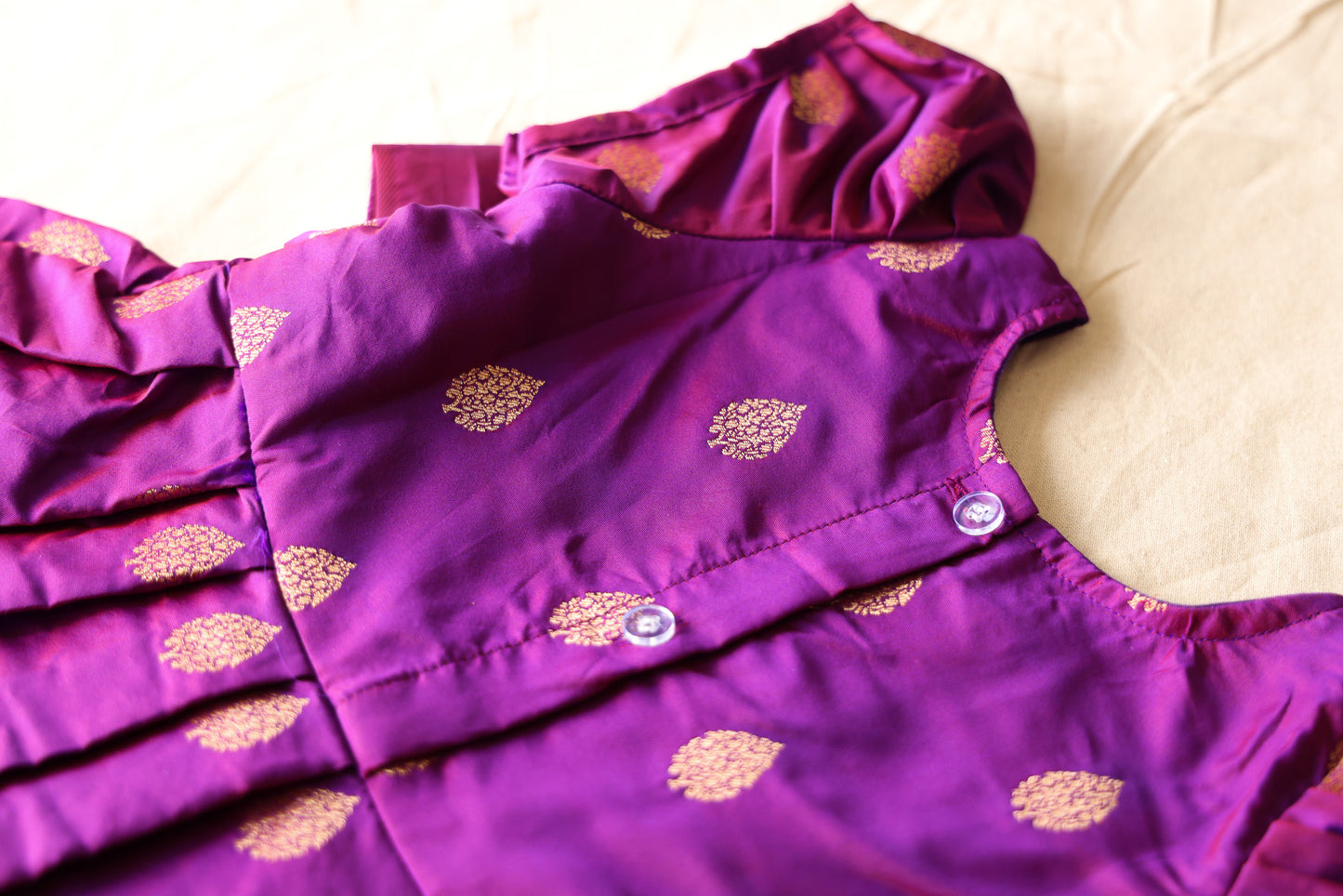 Paithani Purple Balloon Sleeves Silk