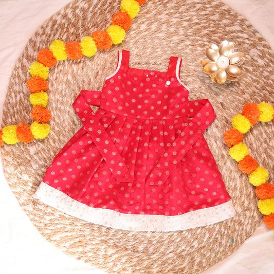 Red Shoulder Strip Frock