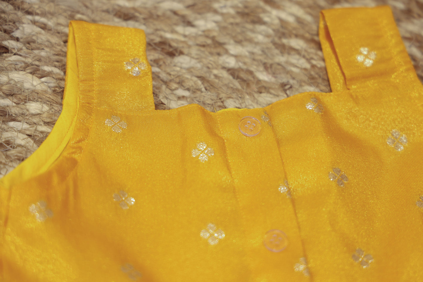 Yellow Silk Frock with Purple Jacket