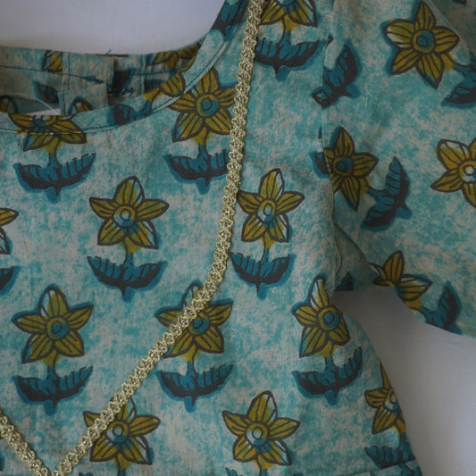 Sea Green Vanaspati Print Cotton Co-ord Set with Sleeves
