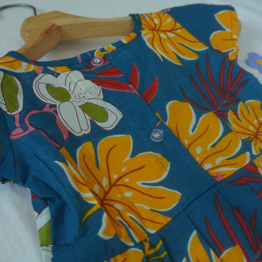 Blue Floral Cotton Co-ord Set with Sleeves