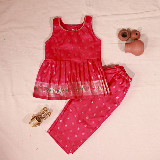 Rani Pink Color Paithani Co-ord Set