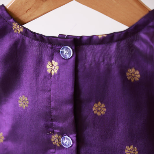Dark Purple Paithani Border Silk Frock