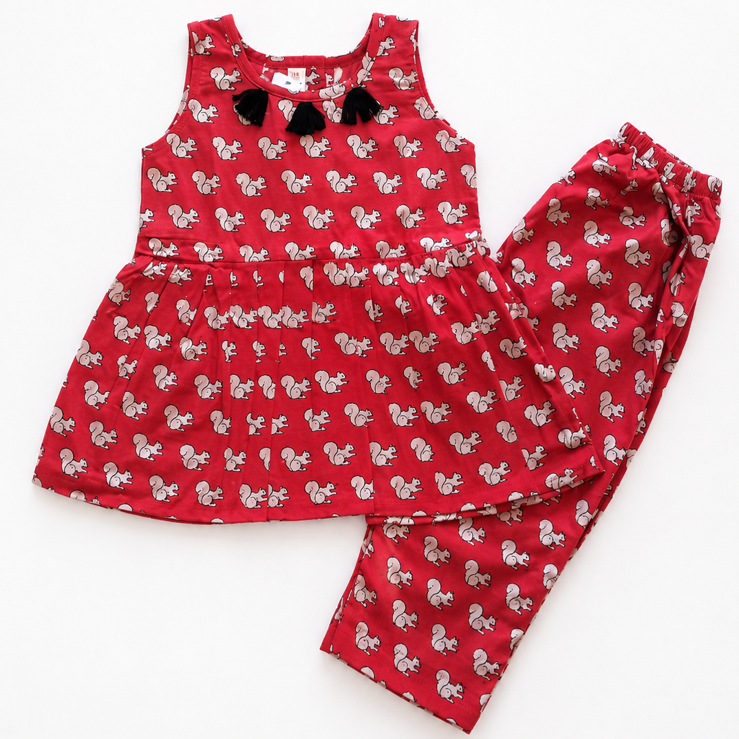 Squirrel Print Cotton Co-ord Set