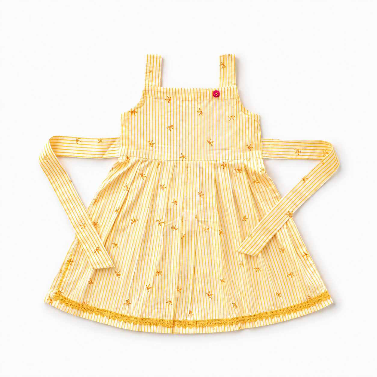 Yellow Lining with Shoulder Patti Cotton Frock