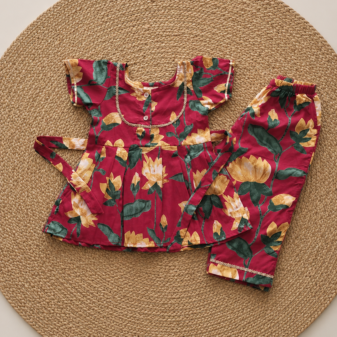 Red Floral Cotton Co-ord Set