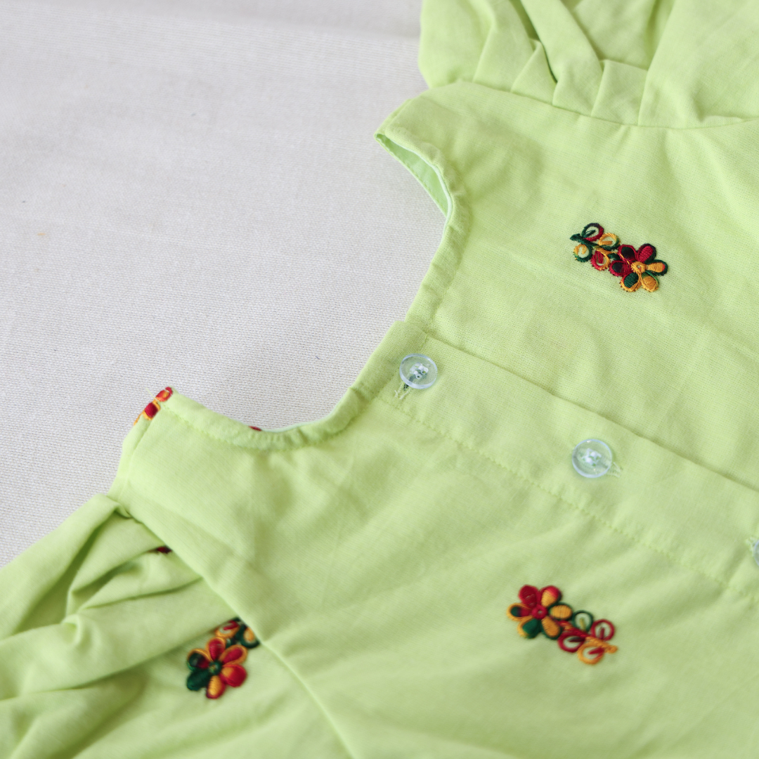 Parrot Green Embroidered Frock