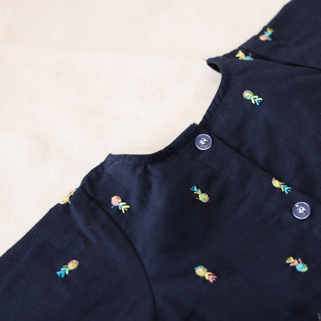 Navy Blue Embroidered Frock