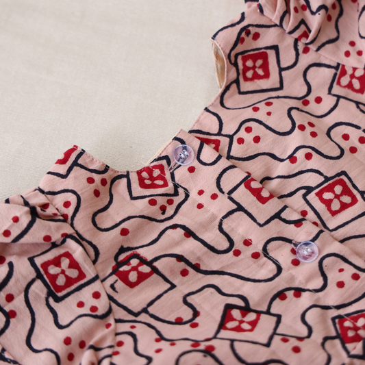 Handblock Print Peach Frock