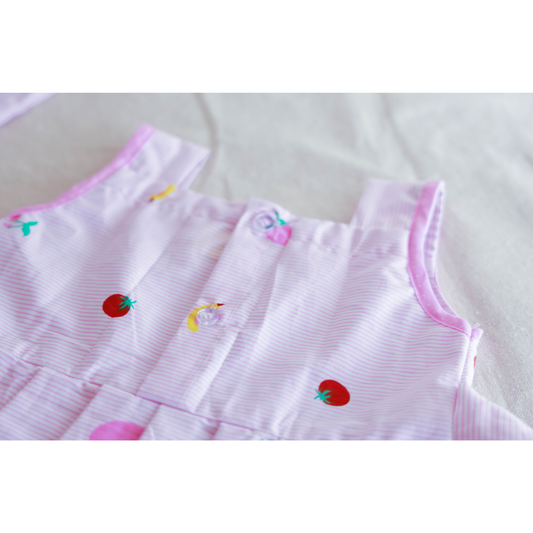 Pink Fruit Print Cotton Frock