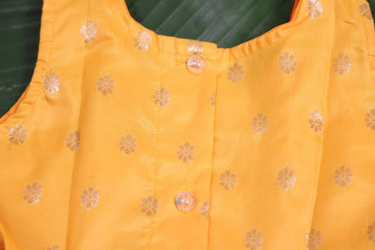 Yellow Silk Frock with Red Patch