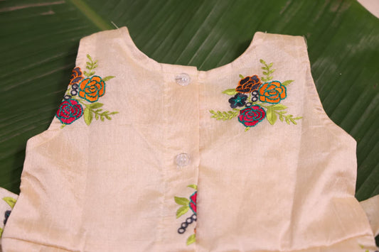 Off-White Floral Embroidery Frock