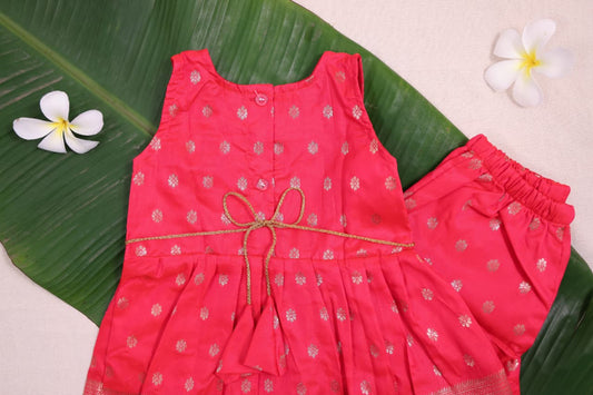 Reddish Rani Pink Paithani Co-ord Set
