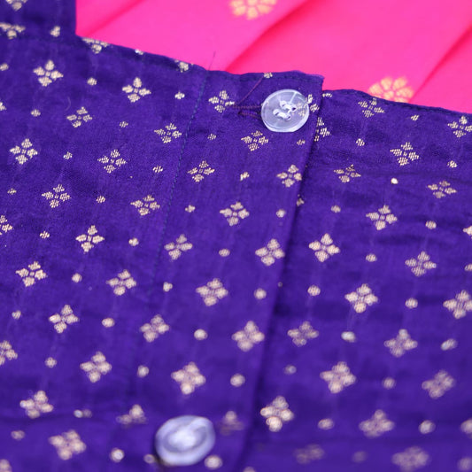 Bright Pink Paithani Border Parkar Polka