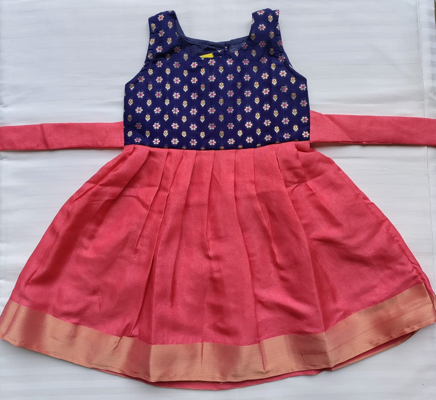 Purple-Magenta Combination Sleeveless Ethnic Frock
