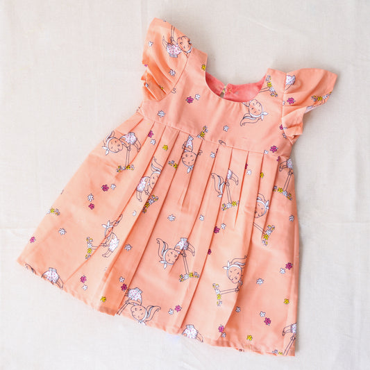 A-Line Peach Cotton Frock