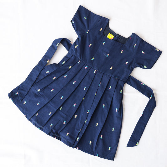 Navy Blue Embroidered Frock