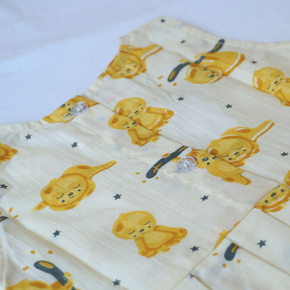 Lemon Yellow Monkey Print Cotton Frock