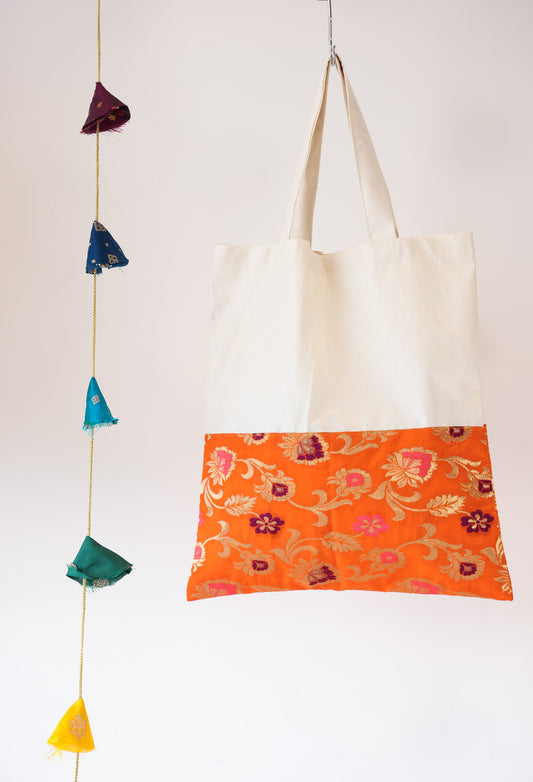 Orange Print Tote Bag