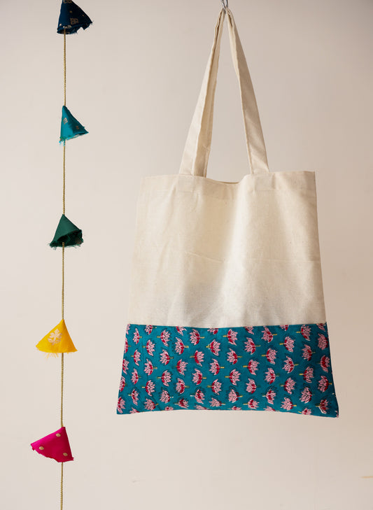 Blue Handblock Print Tote Bag