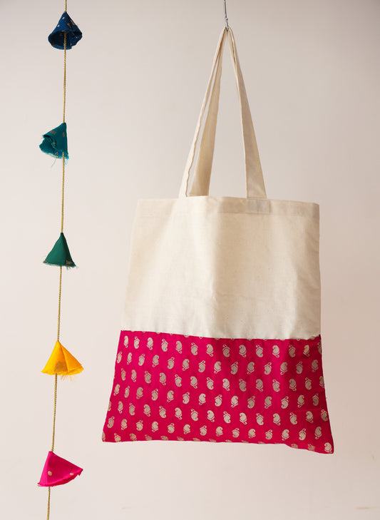 Pink Golden Print Tote Bag