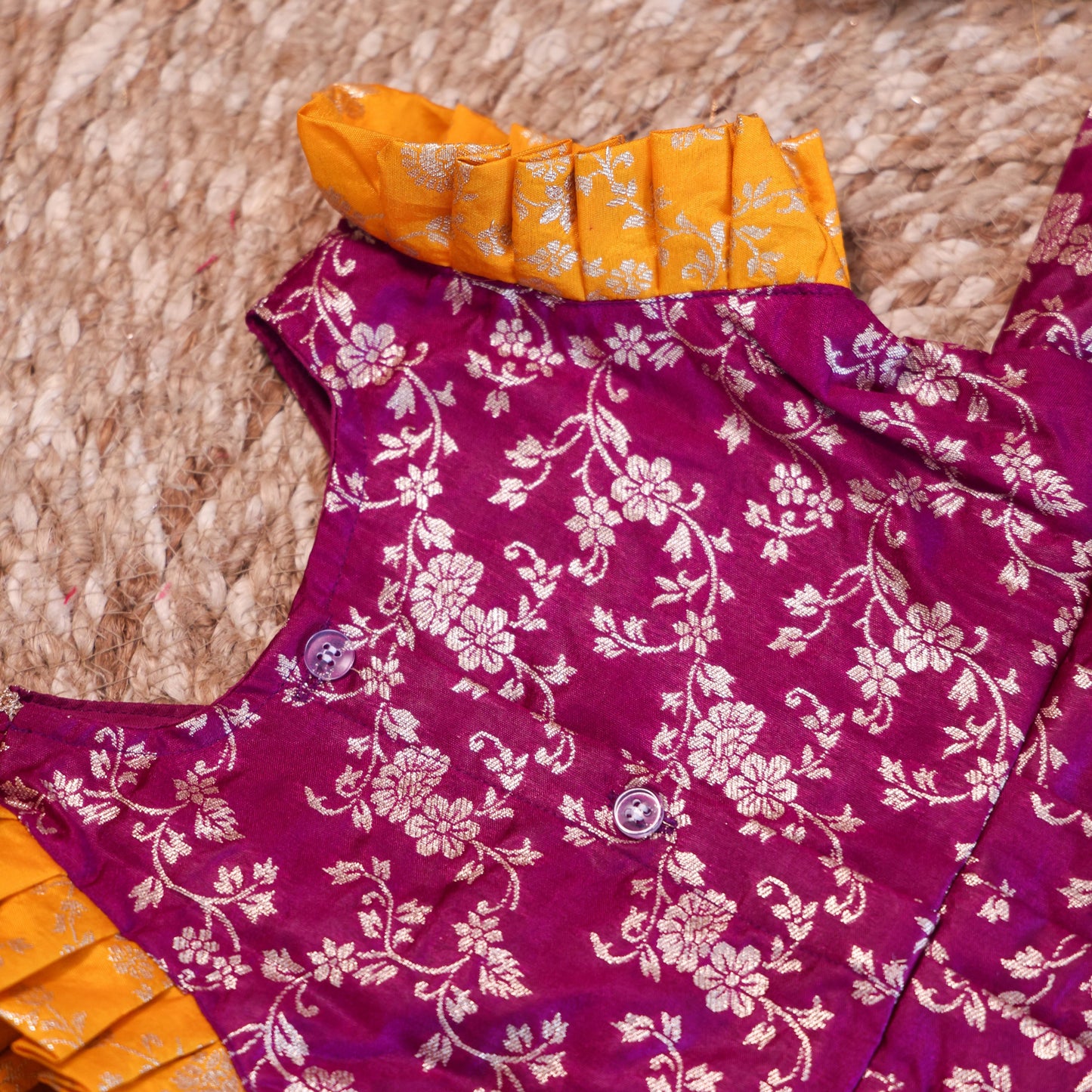 Purple Banarasi Border Sillk Frock