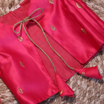 Orange Silk Frock with Pink Jacket