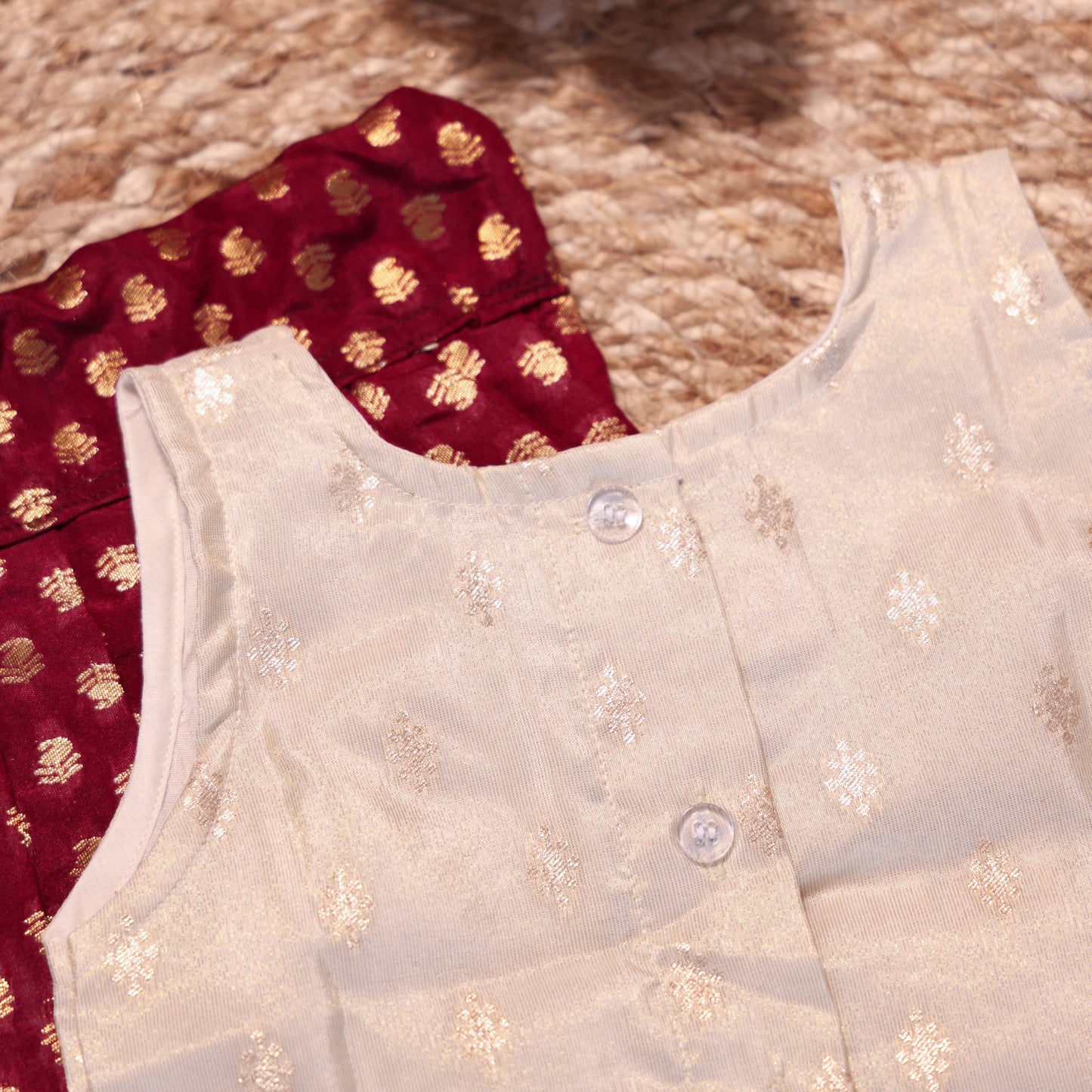 Off-White Polka and Maroon Parkar
