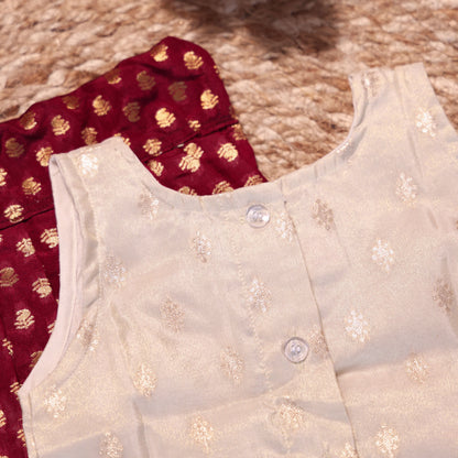 Off-White Polka and Maroon Parkar