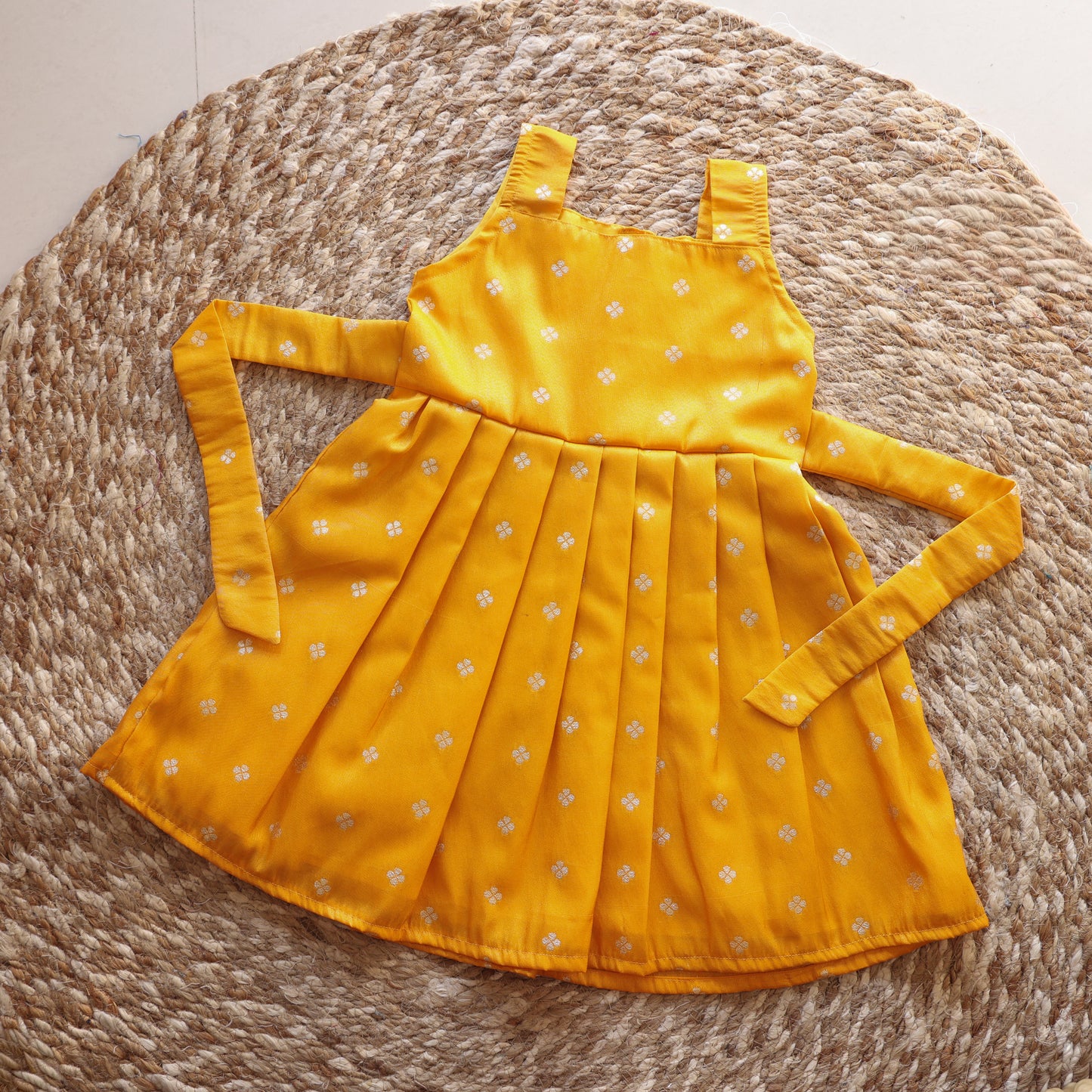 Yellow Silk Frock with Purple Jacket