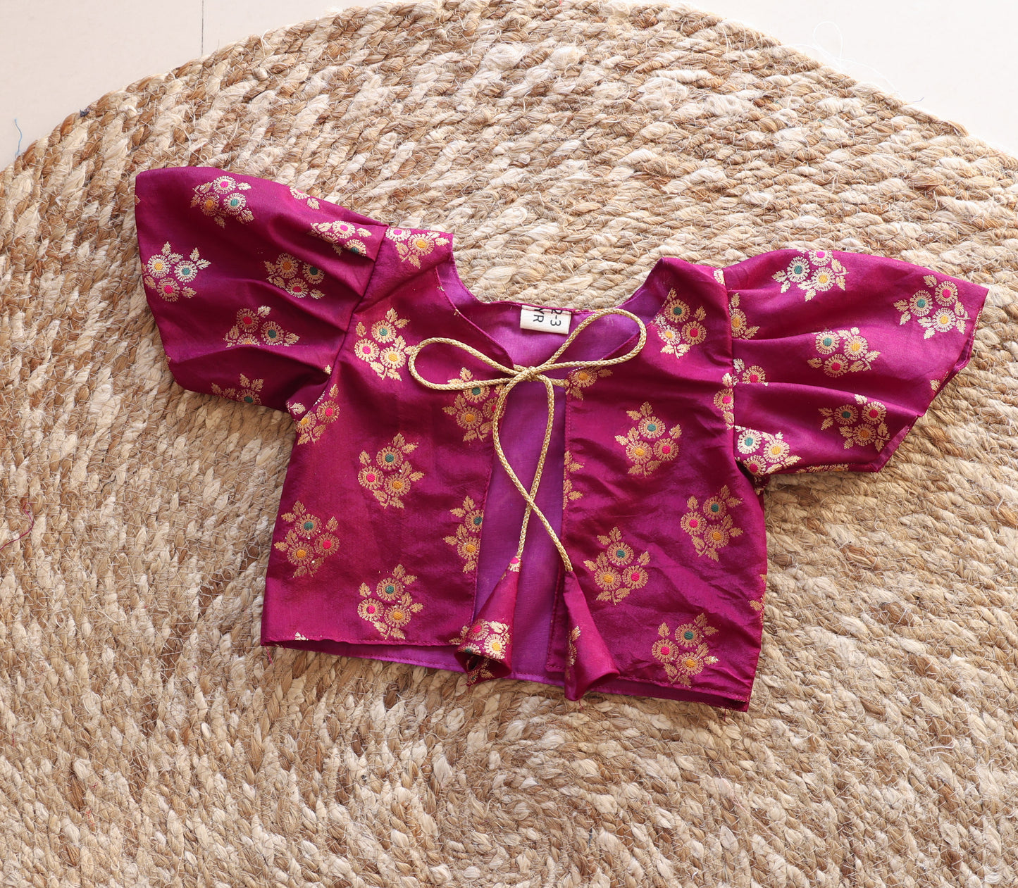 Yellow Silk Frock with Purple Jacket