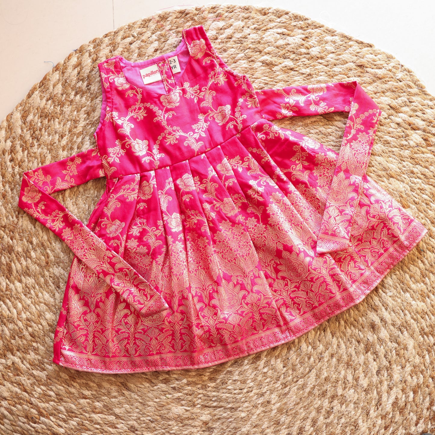 Rani Pink Banarasi Border Frock