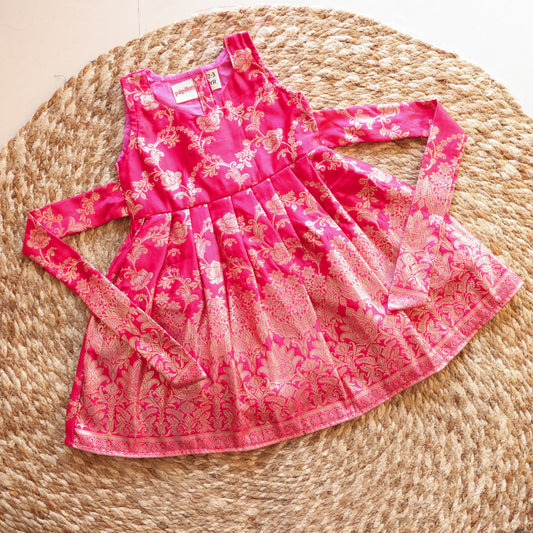 Rani Pink Banarasi Border Frock