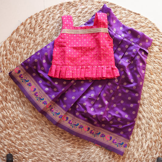 Purple-Rani Paithani Border Parkar Polka