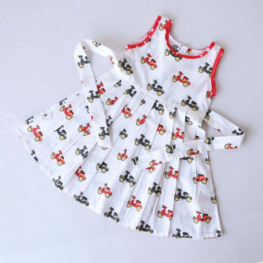 Motorcycle Print Cotton Frock