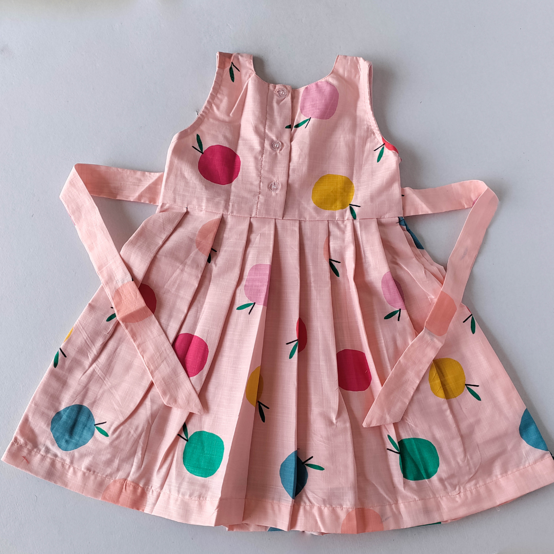 Peach Overlap pattern Cotton Frock