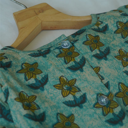 Sea Green Vanaspati Print Cotton Co-ord Set with Sleeves