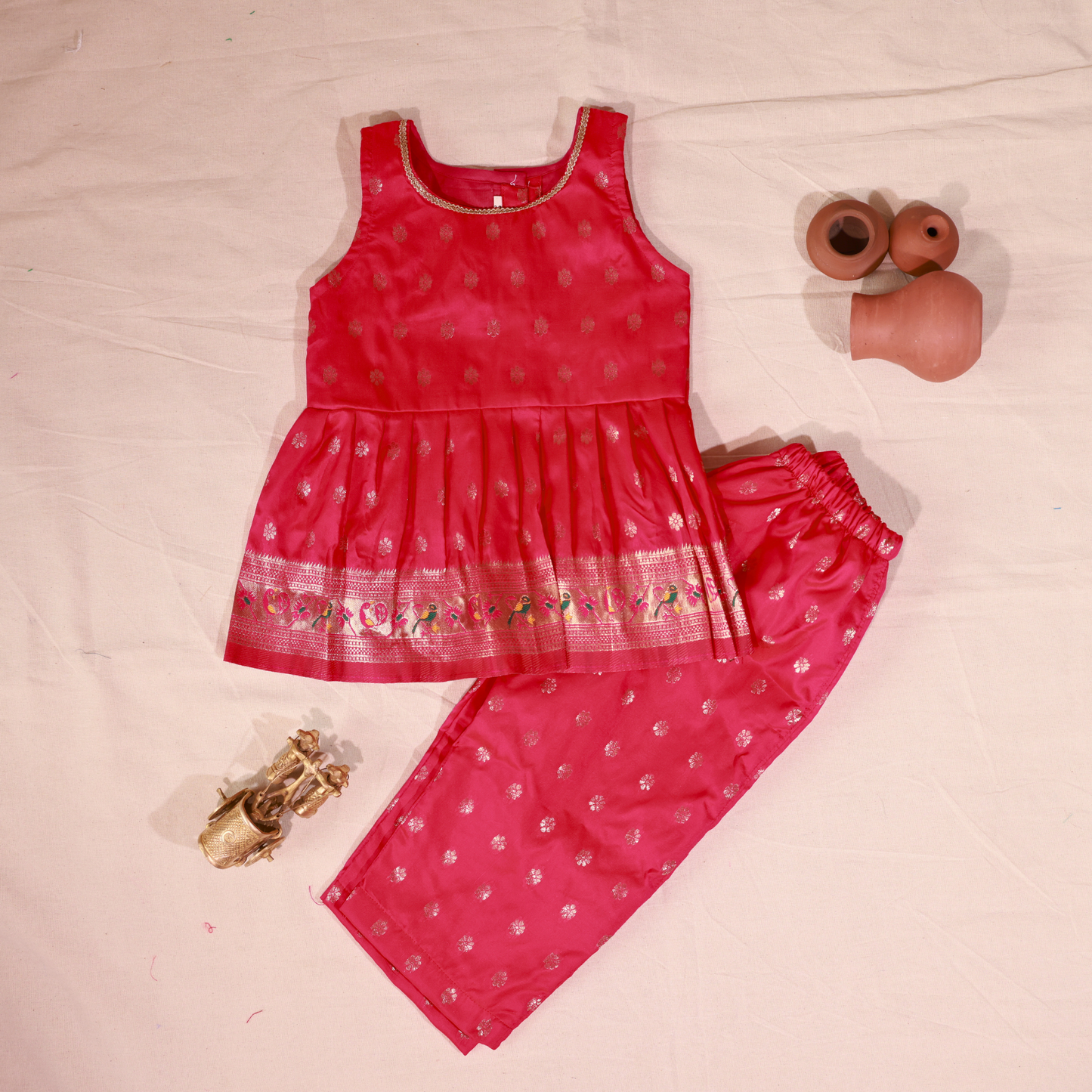 Rani Pink Color Paithani Co-ord Set