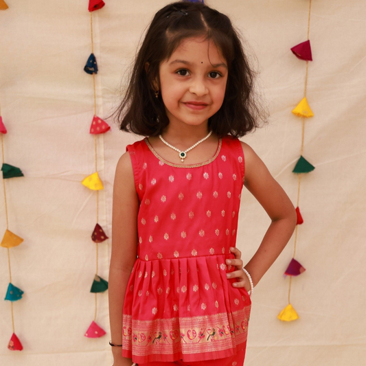 Rani Pink Color Paithani Co-ord Set