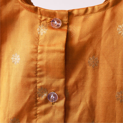 Mustard Yellow Paithani Border Silk Frock