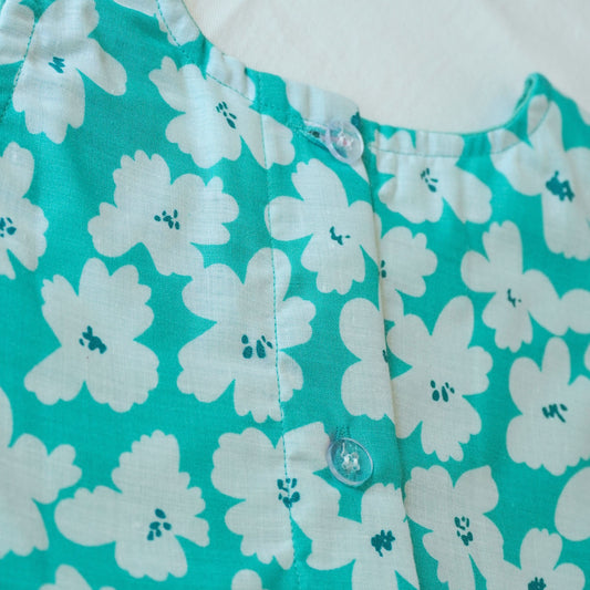 Rama Green Floral Print Cotton Frock with Cotton Lining