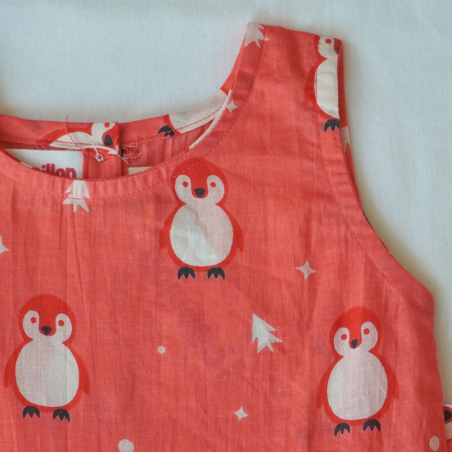 Penguin Peach Pink Print Cotton Frock