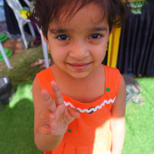 Orange Shoulder Strip Cotton Frock