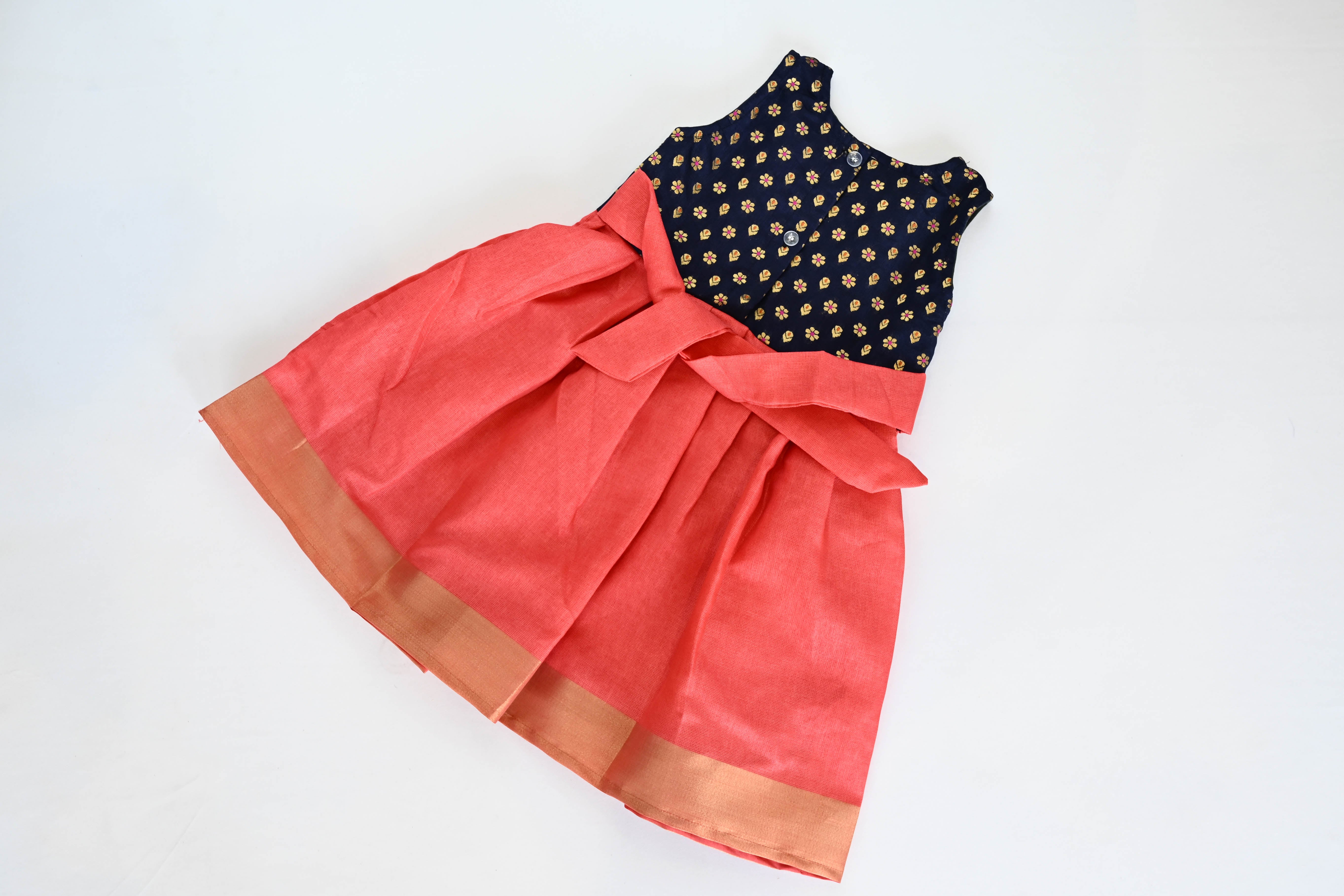 Peach Jute Silk Frock