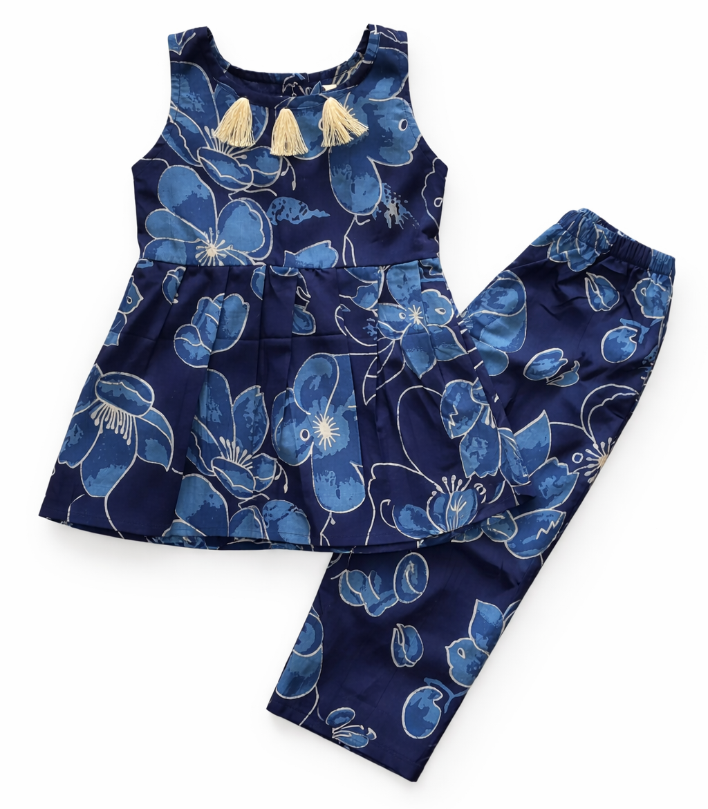 Indigo Cotton Sleeveless Co-ord Set