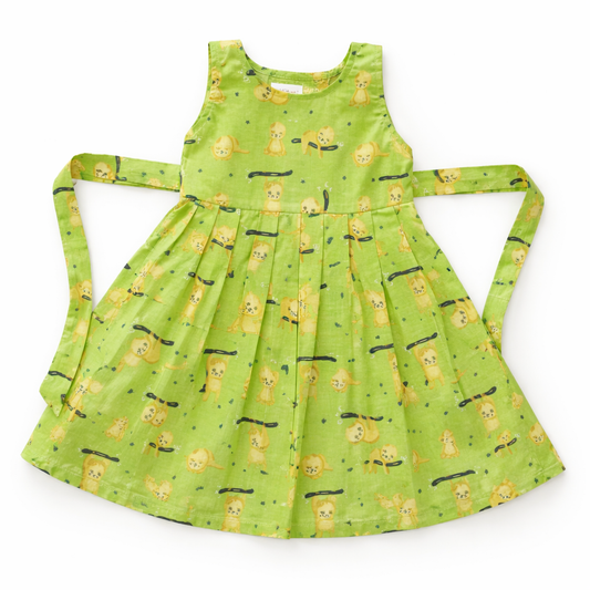 Green Animal Print Cotton Frock