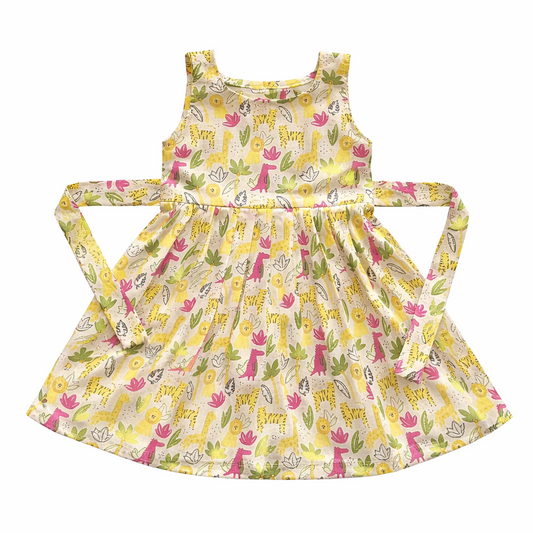 White & Multicolor Animal Print Cotton Frock